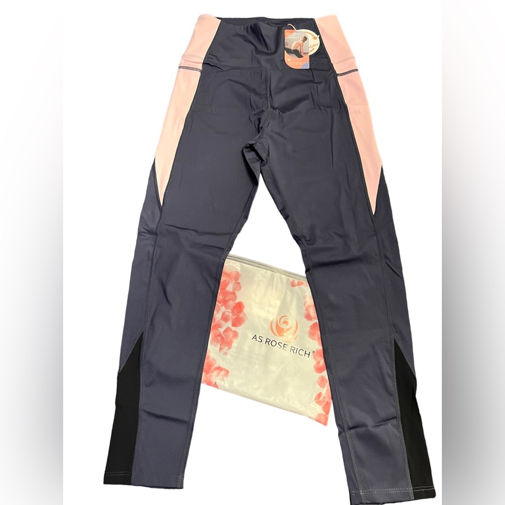 As Rose Rich Women Workout Leggings 2 Side Pockets 7/8 Length Yoga Pants Swim Ti